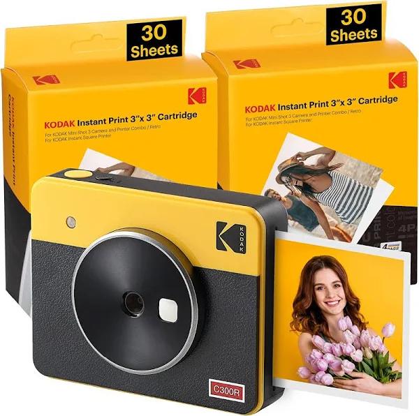 Kodak Instant Camera Mini Shot 3 Retro Cartridge Bundle - Yellow