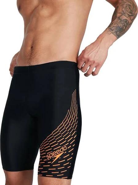 Speedo Medley Logo Jammer - Black/ Papaya Punch | Pro Swimwear