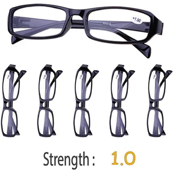 OliandOla 6 Pairs Mens Ladies Wayfarer Frame Magnifying Reading Glasses Nerd Spectacl