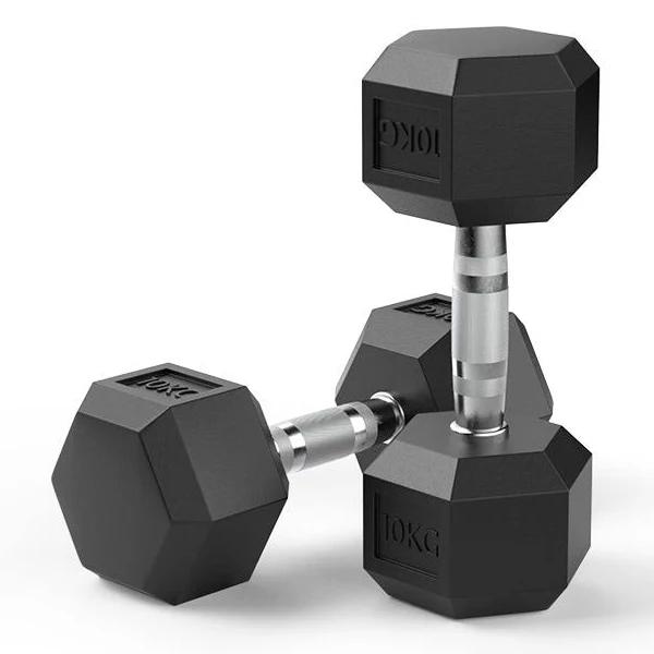 10kg Reeplex Rubber Hex Dumbbell Pair