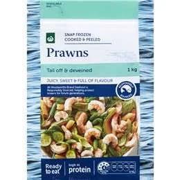 Woolworths Snap Frozen Cooked & Peeled Prawns 1kg