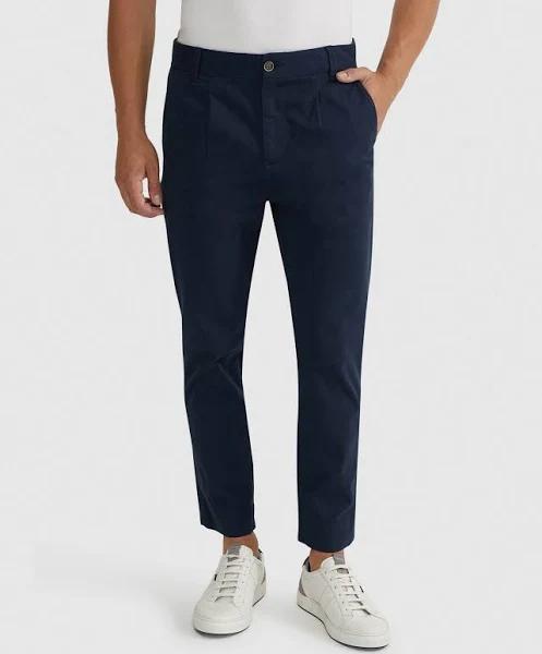 Oxford Ryan Folded Cuff Casual Chinos in Ink Dark Navy 82