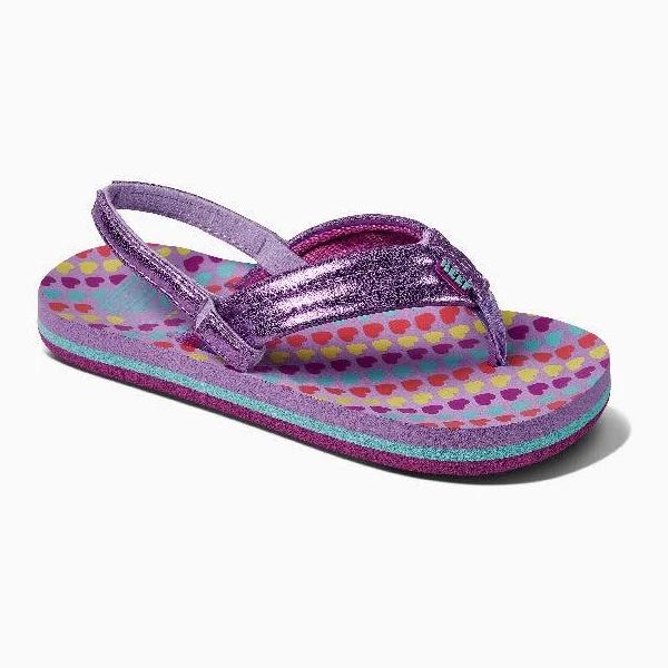 Girls Reef Purple K Little Ahi Sandals - Purple