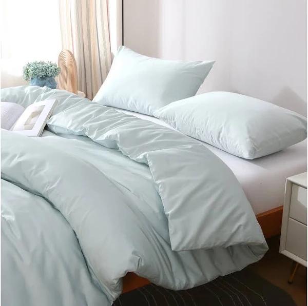 Justlinen Luxury 500TC Cotton Double Size Quilt Cover Set Duvet Cover Bedding Set-Light Blue - AfterPay & zipPay Available