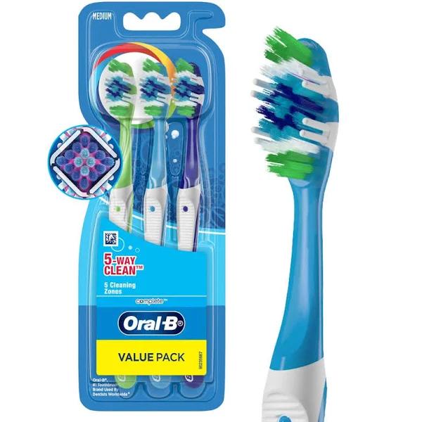 Oral-B Complete 5 Way Clean Toothbrush Medium 3 Pack