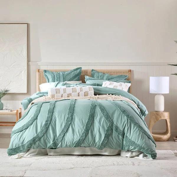 Habitat Kirby Tufted Arc Quilt Cover Set Sage King Bed Quilt Cover Set