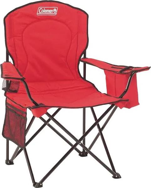 Coleman Portable Quad Camping Chair with Cooler , Red, 37" x 24" x 40.