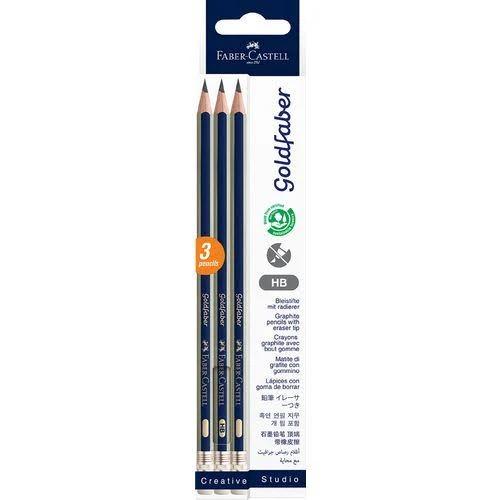 Faber-Castell Goldfaber Eraser Tip Graphite Pencils HB 3 Pack