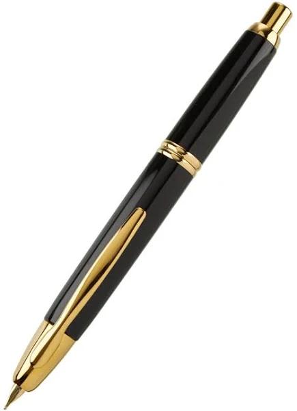 Pilot 624923 Capless Fountain Pen Gold Trim Broad Nib Black Barrel