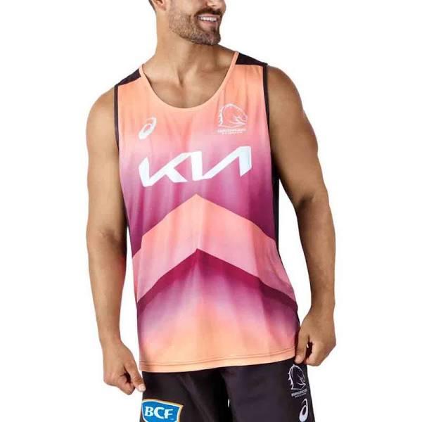 ASICS Men's Brisbane Broncos Training Singlet - Bright Sunstone 3XL