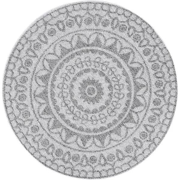 Nanaki Grey Indoor Outdoor Round Rug - 200x200cm