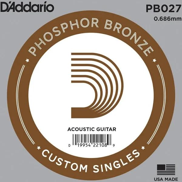 D'Addario PB027 Phosphor Bronze Wound Acoustic Guitar Single String