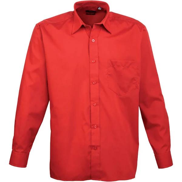 Premier PR200 Men's Formal Poplin Long Sleeve Shirt Red 17