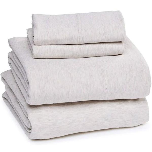 Amazon Basics Cotton Jersey Bed Sheet Set - Queen, Oatmeal