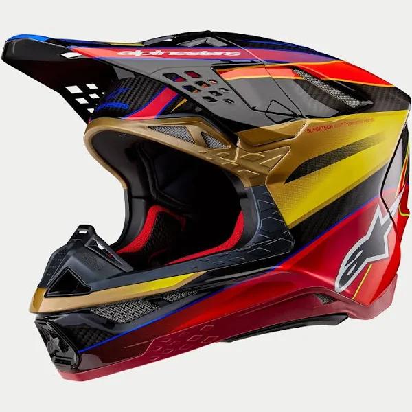 Alpinestars Supertech M10 Era Helmet - Gold YELLOW/GLOSS Red - M