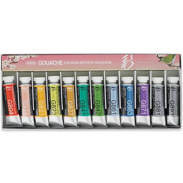 Holbein Irodori Artist Gouache - Spring, Set of 12, 15 ml, Tubes