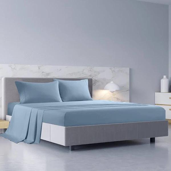 Royal Comfort 1000TC Balmain Hotel Grade Bamboo Cotton Sheets Pillowcases Set Blue Fog King