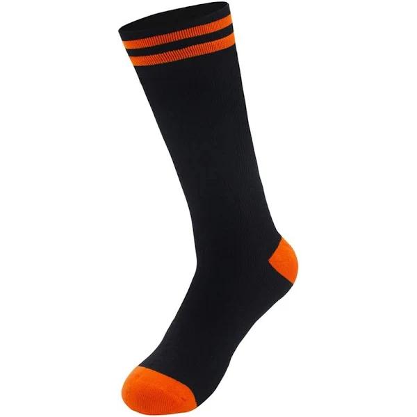 ANTU Merino Wool Mid Calf Length Unisex Waterproof Socks - Black/Orange - S