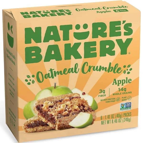 Nature's Bakery Oatmeal Crumble Apple Bars, 1.41 oz, 6 CT