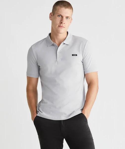 Slim Pique Polo Shirt Silver XS