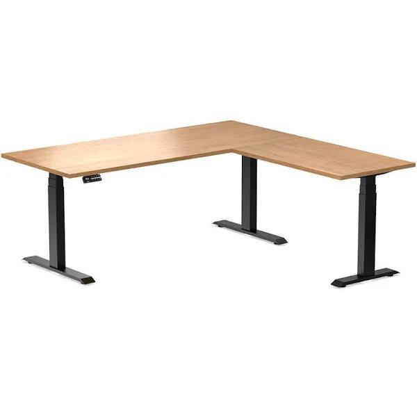 Desky Rubberwood L-Shape Sit Stand Desk