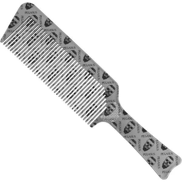 Skulleto #514A Silver Flat Topper Barber Comb