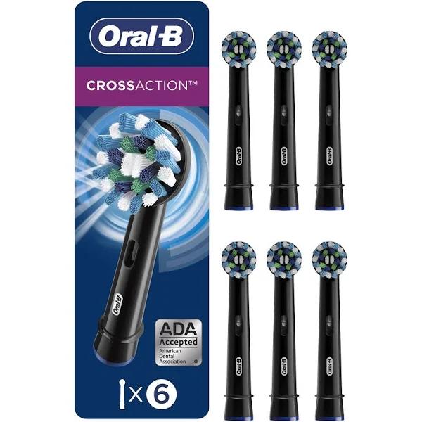 Oral-B CrossAction Replacement Toothbrush Heads, Black, 6 Count