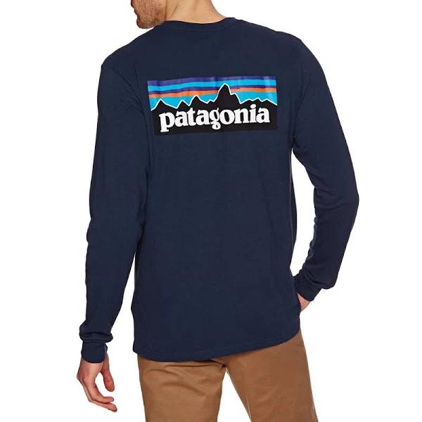 Patagonia Men's Long Sleeve P-6 Logo Responsibili-Tee Classic Navy / S