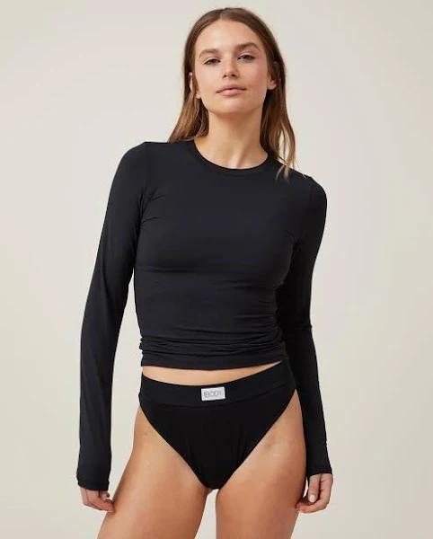 Cotton On Body - Women's Black Pyjama Tops - Soft Lounge Long Sleeve Crew Neck Top - Size S at The Iconic