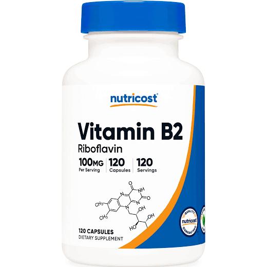 Nutricost Vitamin B2 (Riboflavin) 100mg, 120 Capsules - Gluten Free