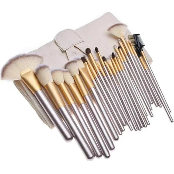 Make Up Sets 24pcs Champagne Colour Makeup Brushes Kit Professional Cosmetic Set with Beige Pouch Bag - Champagne - AfterPay & zipPay Available