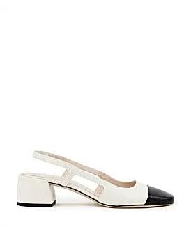 David Jones Edward Meller Dakota50 Slingback Pump with Cap Toe in Cream, Size 38 EU