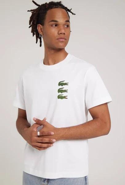 Lacoste 3D Print Cotton T-Shirt White Size M