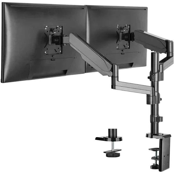 WALI Premium Dual LCD Monitor Desk Mount Fully Adjustable Gas Spring Stand For Display Up To 32 Inch GSDM002 (Black)