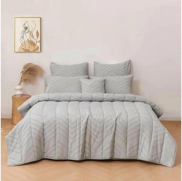 Lennox Chevron 6 Piece Comforter Set Silver King