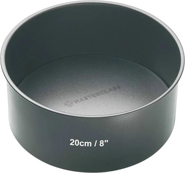 Masterclass 20 cm Deep Cake Tin with PFOA Non Stick and Loose Bottom, 1 mm Carbon Steel, 8 inch Round Pan, Grey