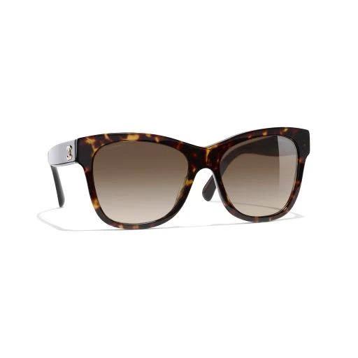 David Jones Chanel Rectangle Dark Havana Light Dark Sunglasses in Brown Gradient