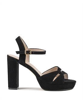 David Jones Edward Meller Ramona125 Inverted Crossover Platform Sandal in Black Suede, Size 40 EU