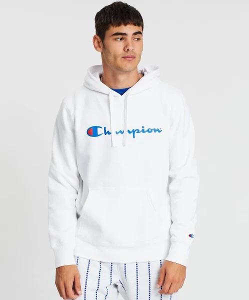 Champion Mens Script Hoodie White S