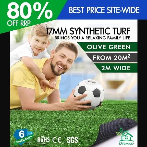 OTANIC Artificial Grass 17mm 2x10m Synthetic Turf 20 SQM Roll Fake Yarn Lawn