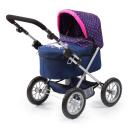 Bayer Trendy Doll Pram Dark Blue With Pink Hearts & Unicorn