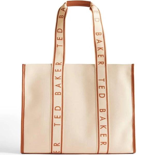 Ted Baker Georjey Branded Webbing Canvas Tote in Natural