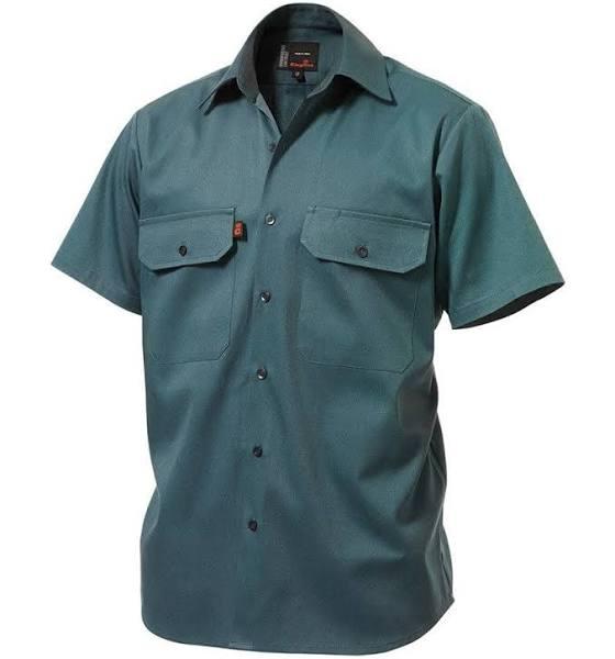 King Gee Closed Front Drill Short Sleeve Shirt - Green M