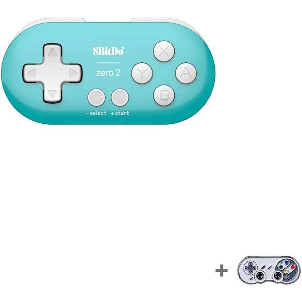 8BitDo Zero 2 Bluetooth Gamepad Key Chain Sized Mini Controller for Switch, Windows, Android, macOS with A Commemorative Brooch (Turquoise Edition)