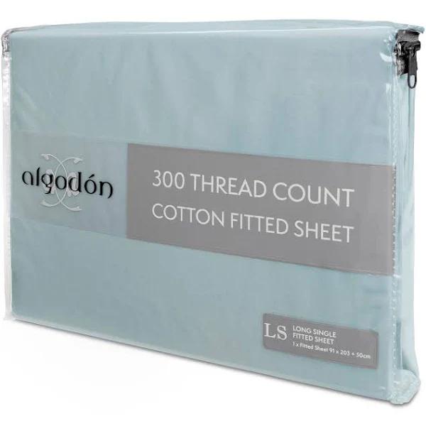 Algodon 300TC Cotton Fitted Sheet, Long Single, Denim