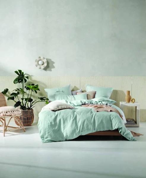 Linen House Nimes Linen Quilt Cover Set | Single | Sky