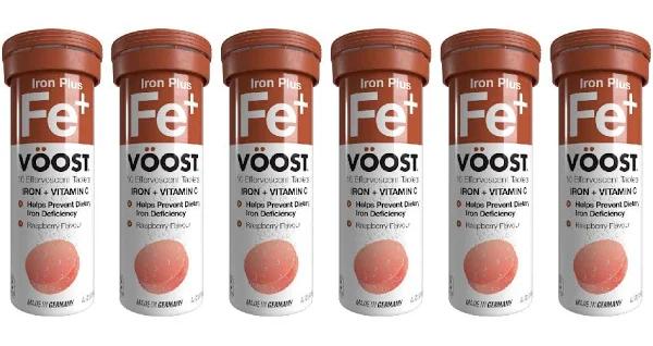 Voost Iron Plus Raspberry Effervescent Tablets 60 Pack (6x10)