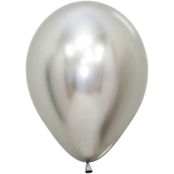 Sempertex 30cm Metallic Reflex Silver Latex Balloons 981, 50 Pack