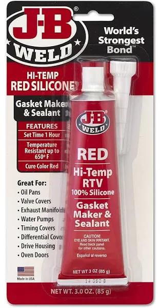 J-B Weld 31314 High Temperature RTV Silicone Gasket Maker and Sealant - Red - 3 oz.