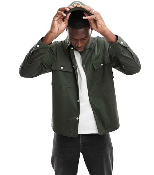 Pacsun Twill Workwear Shirt in Dark Green